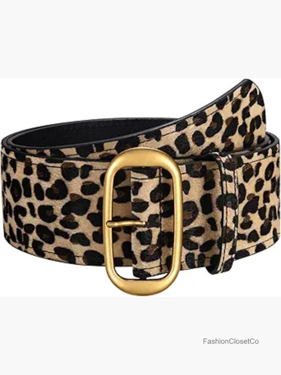 Wide Suede Belt with Gold Buckle Chunky Waist Belt for Dresses main image 5
